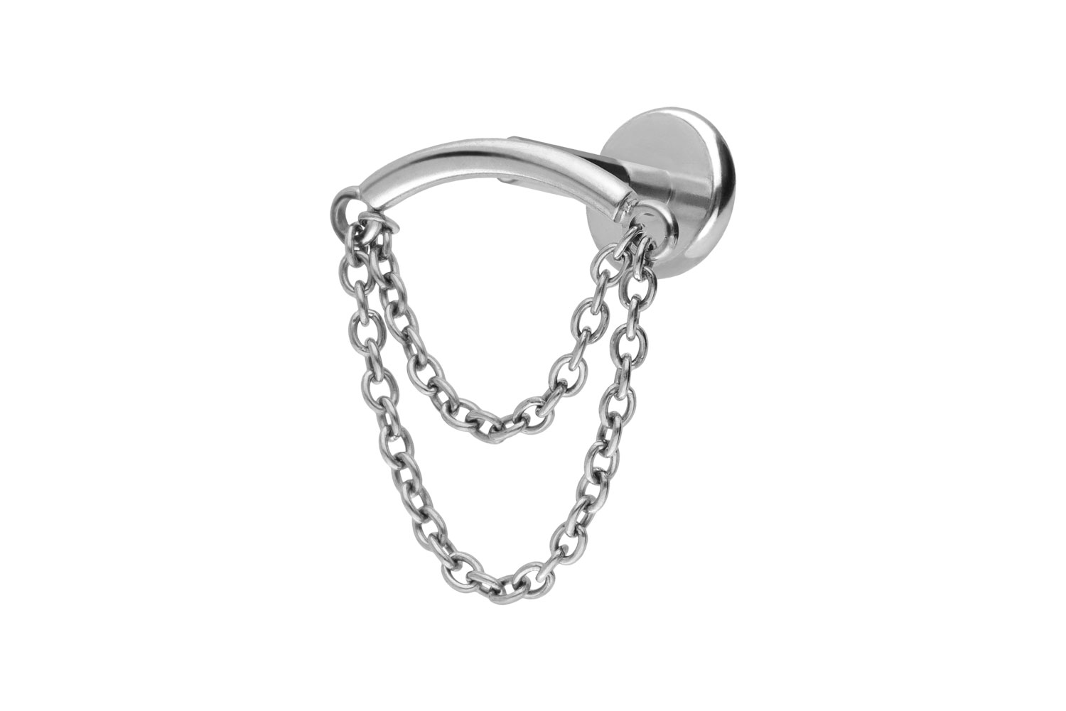 Titan Labret Piercing mit Push Fit BOGEN + 2 KETTEN